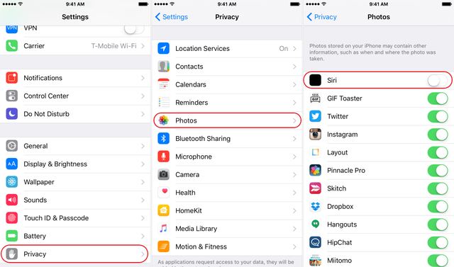  Còn đây là cách ngăn Siri truy cập dữ liệu ảnh cá nhân.​ 