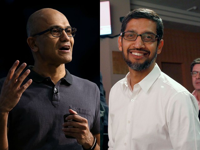 Ông Satya Nadalla (CEO Microsoft) và Sundar Pichai (CEO Google). 