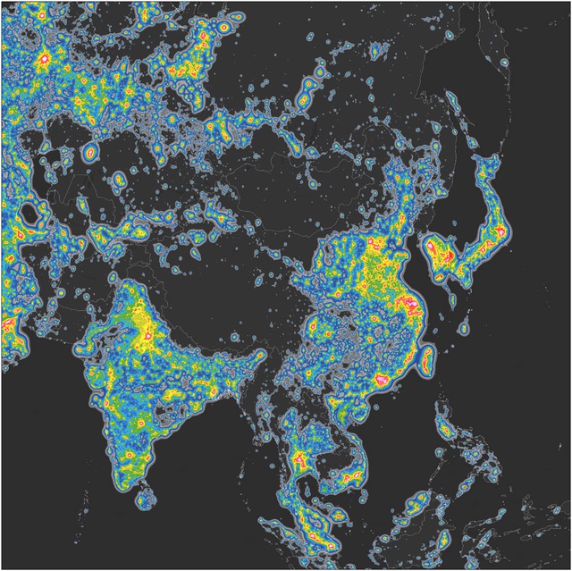  Ô nhiễm ánh sáng ở Châu Á 