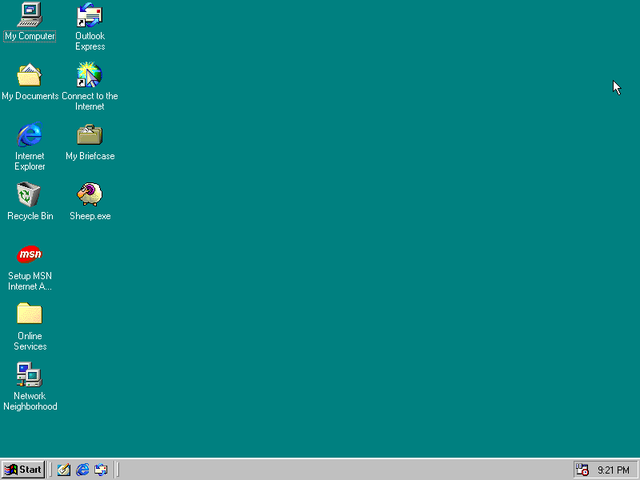  Giao diện chính của Windows 98. 