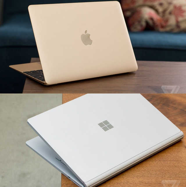  Apple MacBook 12 inch và Microsoft Surface Book 2015. 