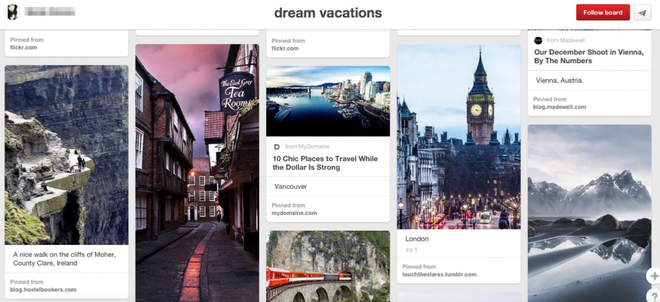  Trên Pinterest còn có cả những Board nói về kỳ nghỉ đáng mơ ước của các cặp đôi. 