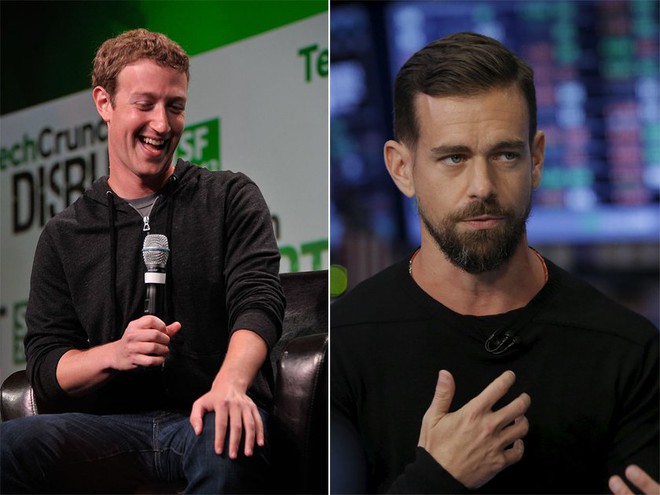  CEO Facebook - Mark Zuckerberg, và CEO Twitter - Jack Dorsey. 