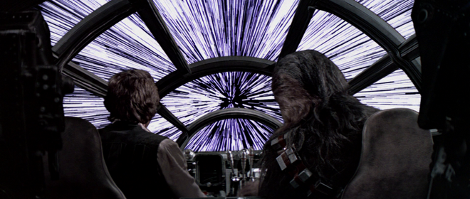  Tàu Millennium Falcon đi vào siêu không gian trong phim Star Wars 