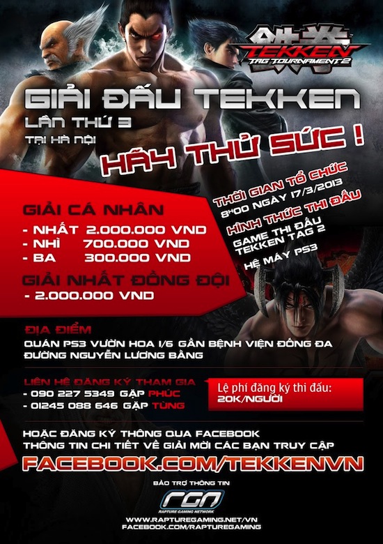 Cơ hội ẵm 2 triệu đồng khi tham dự giải Tekken Hà Nội 1