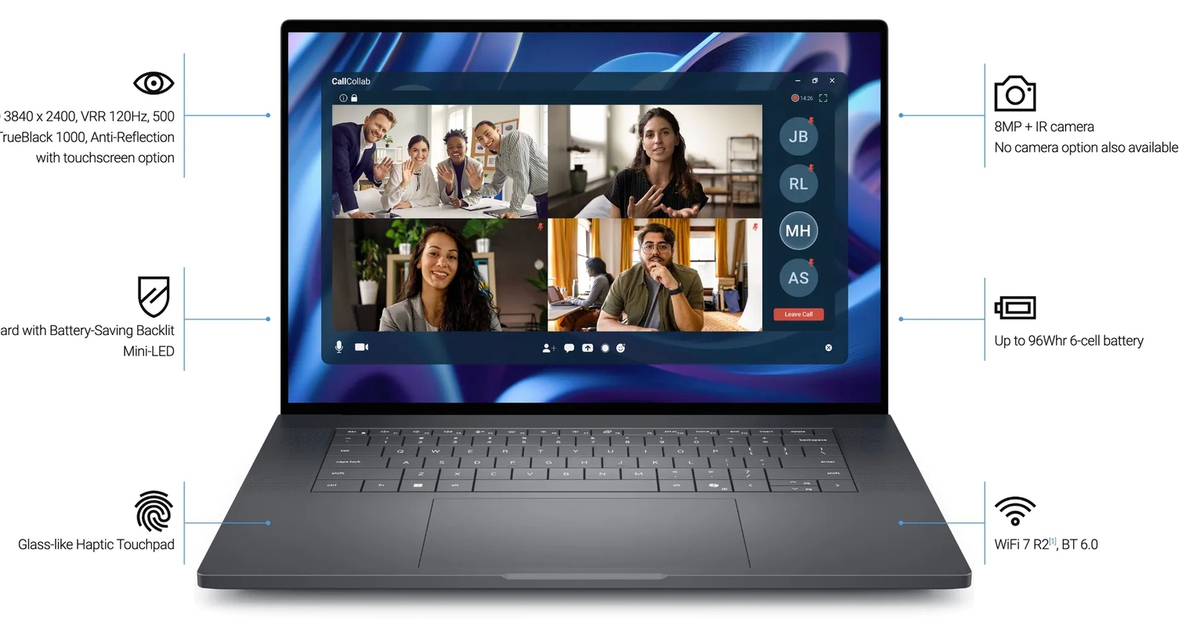 Dell ra mắt laptop hơn trăm triệu dùng màn hình Tandem OLED 4K độ sáng 1000 nits, chip Intel Panther Lake