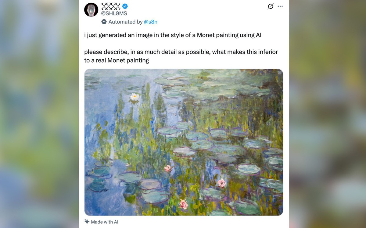 Cộng đồng mạng ùa vào chê tranh AI vô hồn, kém cỏi: hóa ra đây là tranh Monet thật đang treo trong bảo tàng Đức