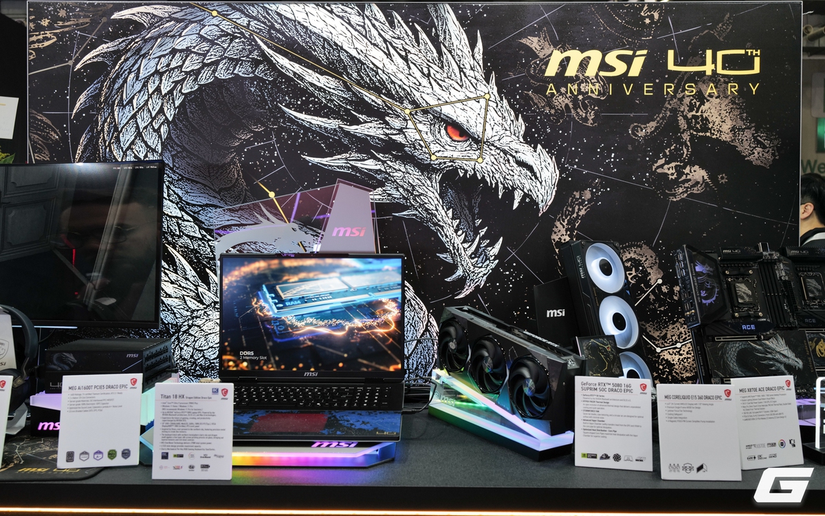 Dạo một vòng booth MSI tại Computex 2026: dàn phần cứng Draco Epic kỷ niệm 40 năm và loạt gaming gear mới