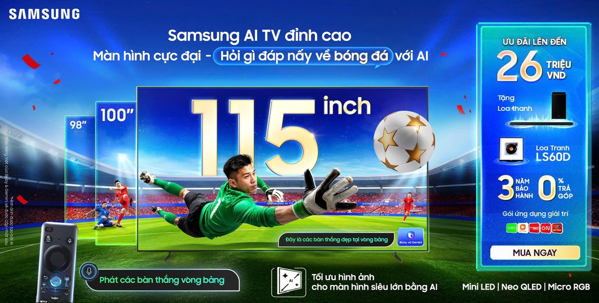 Samsung AI TV bắt tay FPT Play phát sóng ASEAN HYUNDAI CUP 2026: AI hỗ trợ xem bóng đá, ưu đãi đến 26 triệu đồng