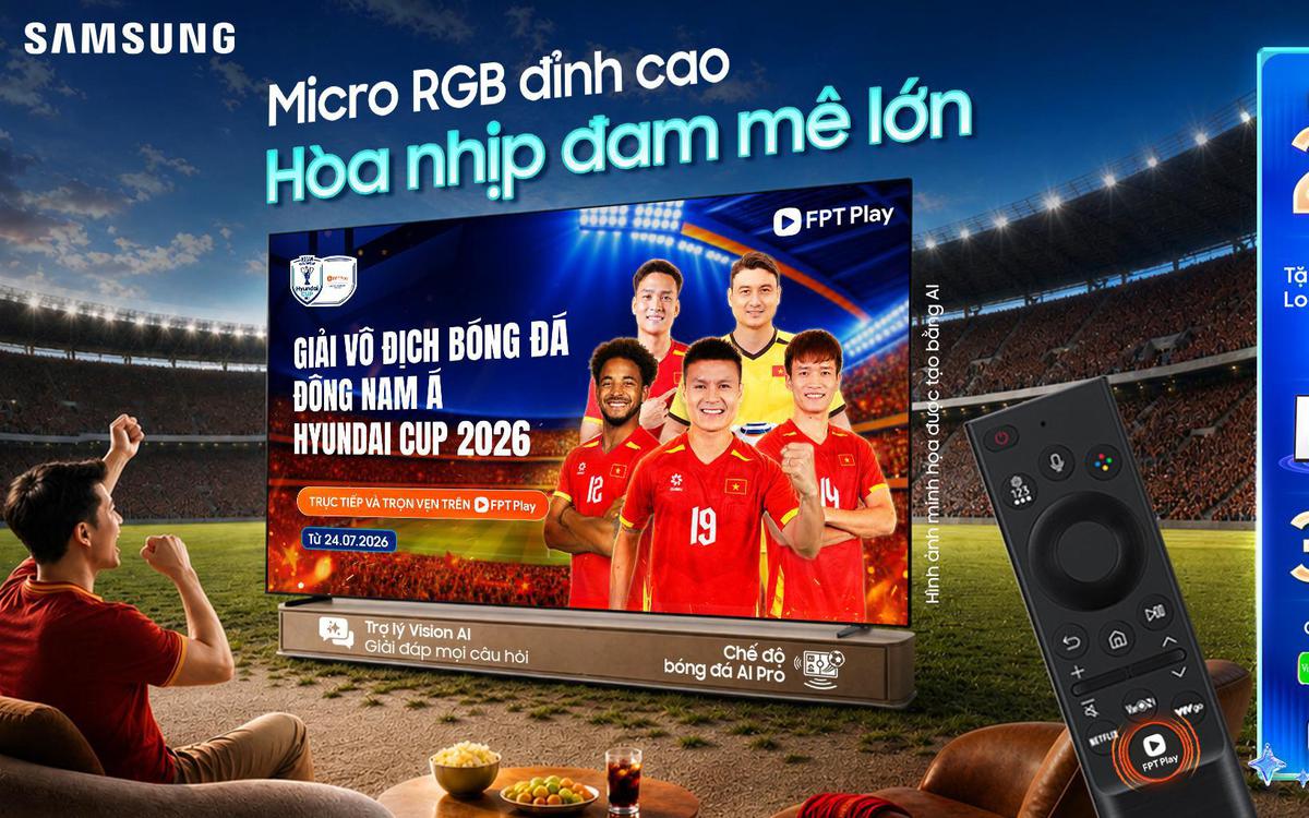 Xem ASEAN Hyundai Cup như chuyên gia bóng đá với trợ lý VAC trên Samsung AI TV