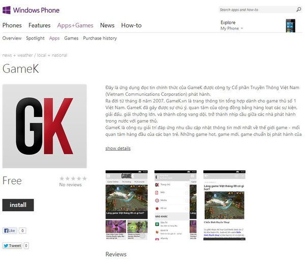 Ứng dụng GameK cho Windows Phone - Đón đầu xu thế 1