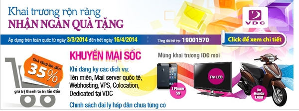 VDC khuyến mại lớn lên đến 35% giá trị thanh toán nhân dịp khai trương trung tâm dữ liệu Internet (IDC) 1