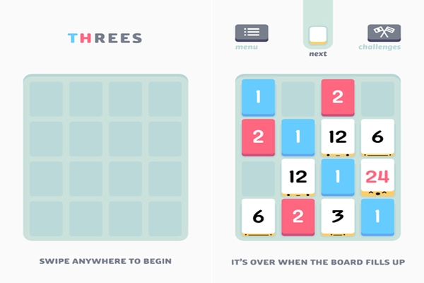 Threes - Game kết hợp tuyệt vời giữa giải đố và những con số 6