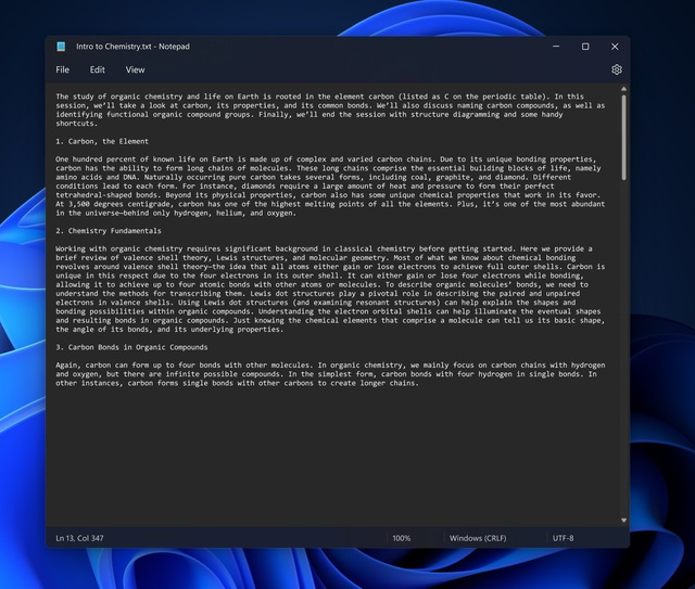 Microsoft giới thiệu phiên bản Notepad mới cho Windows 11, có chế độ nền tối giúp làm việc đỡ mỏi mắt hơn [HOT]