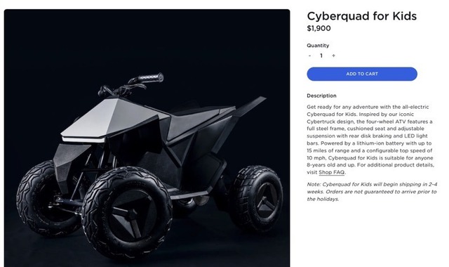 Tesla ra mắt xe điện Cyberquad cho trẻ em, giá 1.900 USD

 - Ảnh 2.