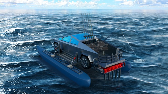 Ngắm ý tưởng xe đa năng, vừa là một chiếc xe tải Cybertruck vừa là một con tàu cánh ngầm - Ảnh 3.