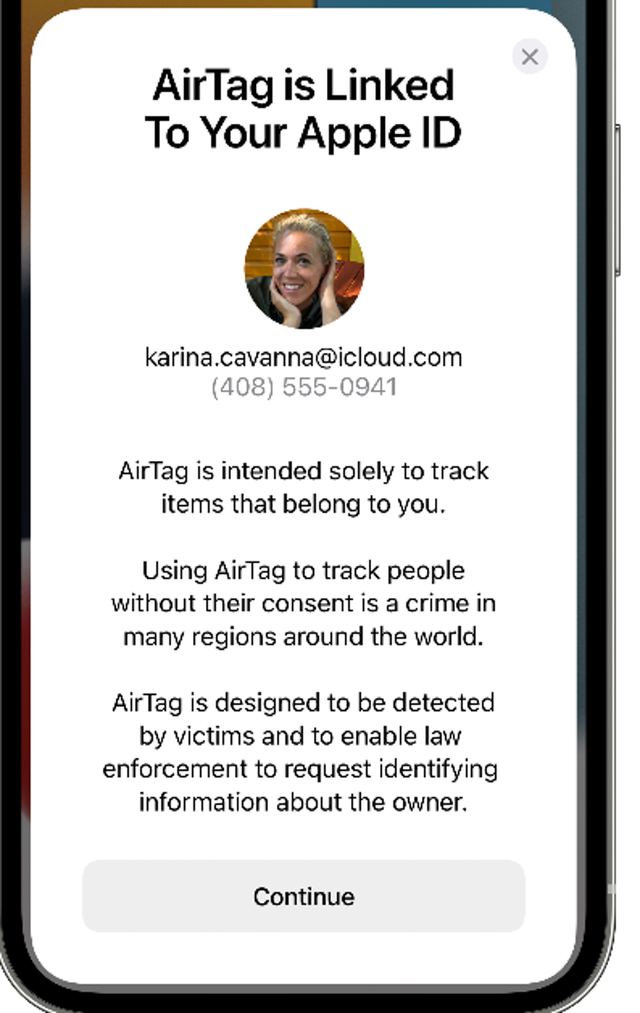 Apple tiếp tục vật lộn để hạn chế sự nguy hiểm của AirTag, cung cấp thông tin người sở hữu cho cảnh sát nếu cần - Ảnh 1.