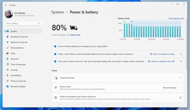 Windows 11 sắp có cài đặt nguồn điện mới, khuyến nghị tiết kiệm điện năng và giảm phát thải carbon - Ảnh 2.