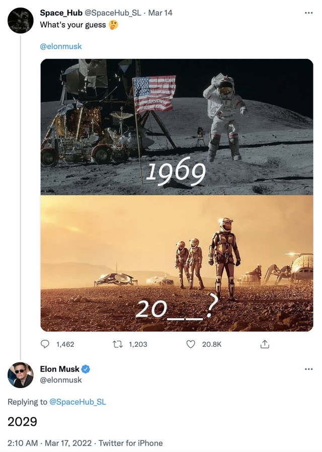 Elon Musk lại đưa ra dự đoán khi nào con người lên sao Hỏa, lần này là năm 2029 - Ảnh 2. Elon Musk lại đưa ra dự đoán khi nào con người lên sao Hỏa, lần này là năm 2029 - Ảnh 2.