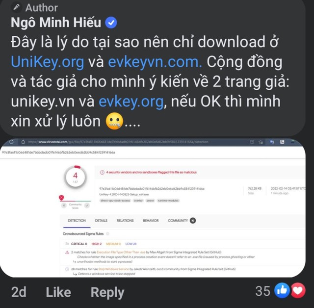 Website Unikey giả mạo tuyên bố trao thưởng 1000 USD cho người chứng minh được rằng website có mã độc - Ảnh 1.