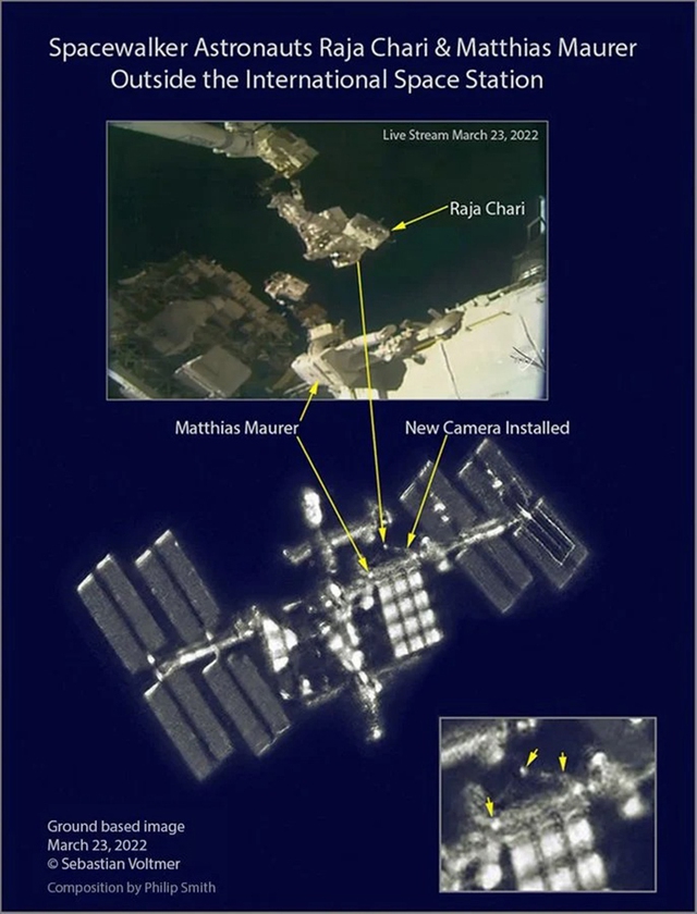 From the ground, the scene of 2 ISS astronauts walking in space was captured - Photo 1.