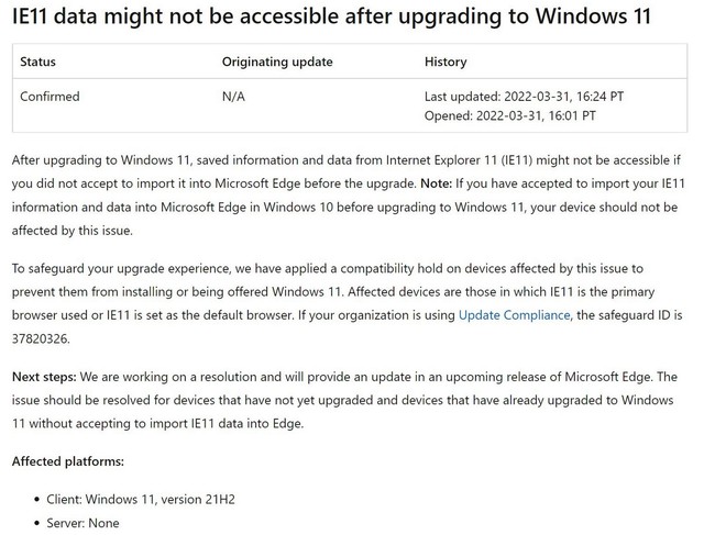 Microsoft cảnh báo lỗi trên Internet Explorer sau khi cập nhật Windows 11 - Ảnh 2.
