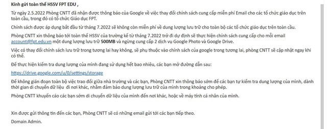 A top IT school in Vietnam limits students' Google storage to 500MB, less than the early days of Gmail nearly 20 years ago - Photo 1.