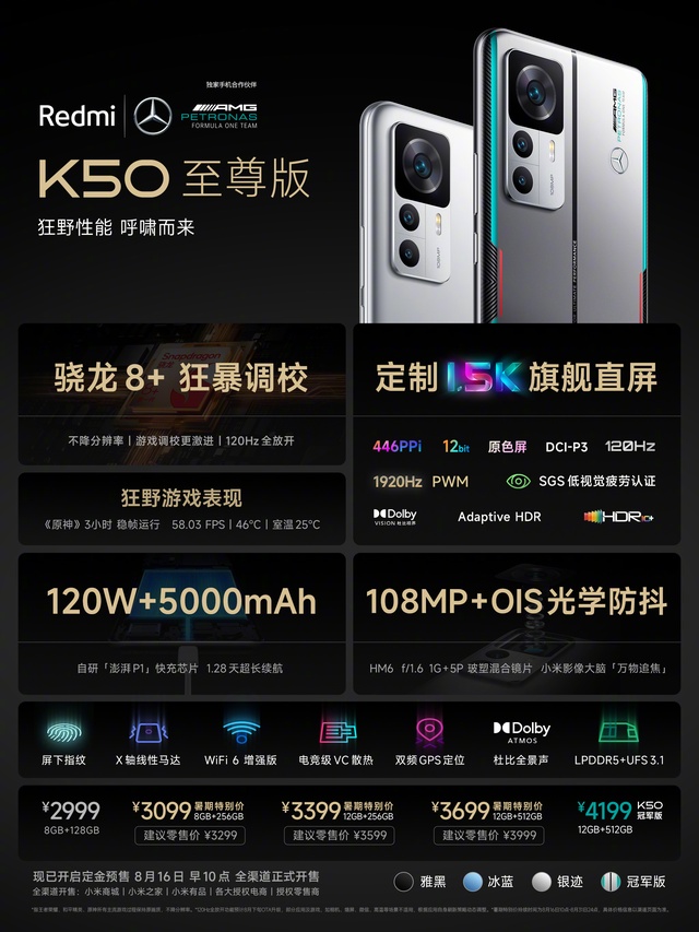 Redmi K50 Extreme Edition ra mắt: Snapdragon 8+ Gen 1, màn hình 12-bit, sạc 120W, giá từ 10.4 triệu đồng - Ảnh 4.