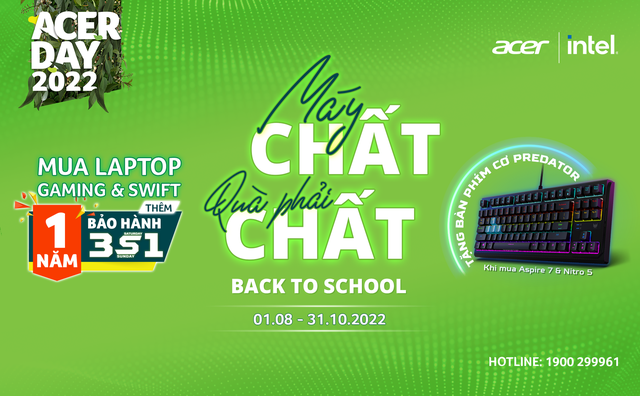 Acer Back To School 2022 “Máy chất quà phải chất”- Chương trình ưu đãi laptop Gaming và Swift cho năm học mới - Ảnh 1.