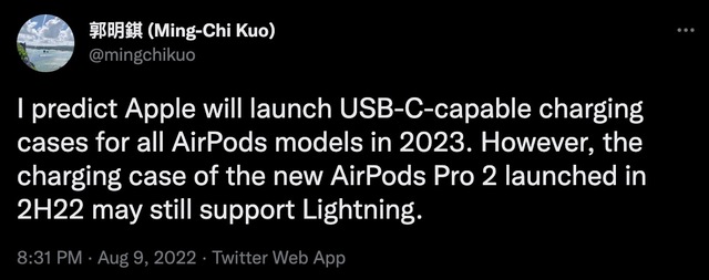 &quot;Ông đồng&quot; Ming-Chi Kuo: AirPods Pro 2 sẽ vẫn có cổng sạc Lightning - Ảnh 1.