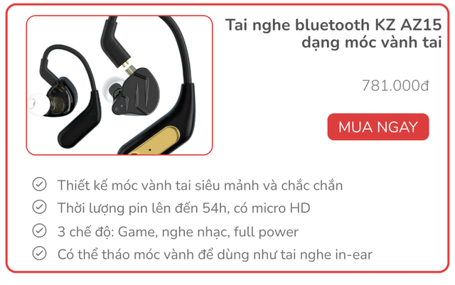 5 tai nghe bluetooth có sẵn móc vành tai cho người hậu đậu, giá từ vài trăm nghìn đồng - Ảnh 3.