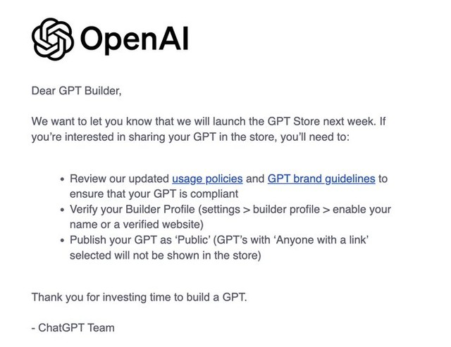 OpenAI sẽ ra mắt GPT Store vào tuần tới, người không biết lập trình cũng có thể tạo GPT và đưa lên cửa hàng- Ảnh 1.