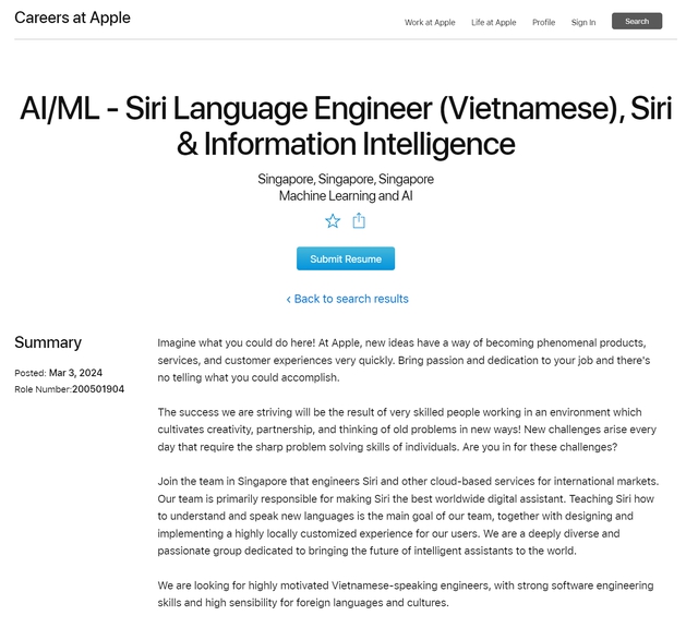 Apple tuyển dụng kỹ sư AI chuyên tiếng Việt cho Siri- Ảnh 1.