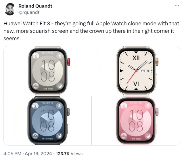 Huawei "vay mượn" thiết kế Apple Watch cho mẫu đồng hồ giá rẻ sắp ra mắt- Ảnh 1.