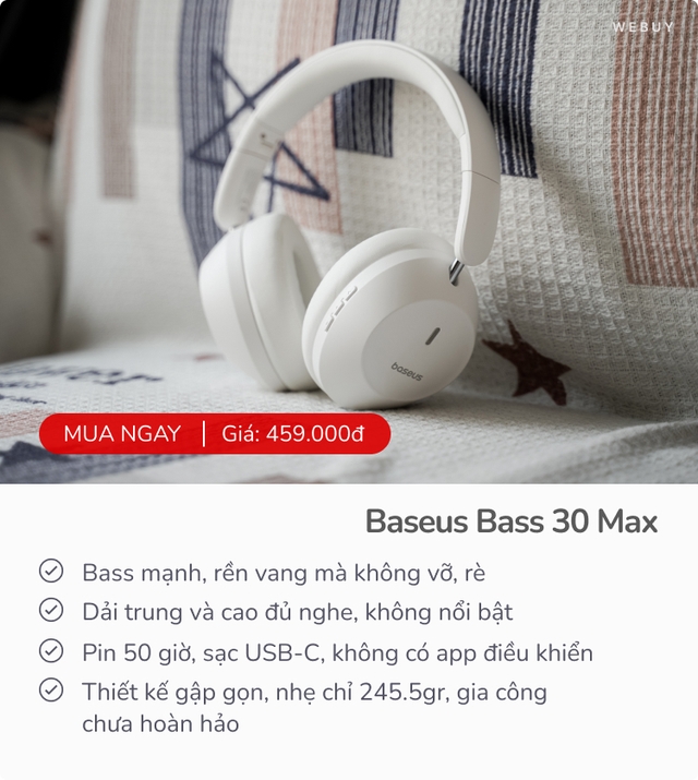 Tai nghe siêu bass mới của Baseus: Pin 50 giờ, thiết kế đẹp, gọn nhẹ nhưng cầm trên tay mới thấy điểm trừ này- Ảnh 16.