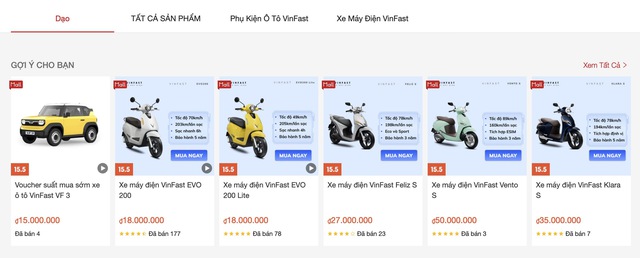 Gian hàng Shopee của VinFast có gì: Xe máy điện bán trăm chiếc, mới có thêm voucher mua sớm VF3- Ảnh 2.