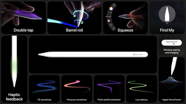 Apple Pencil Pro ra mắt: Bóp như AirPods, có rung phản hồi, giá 3,49 triệu đồng- Ảnh 3.