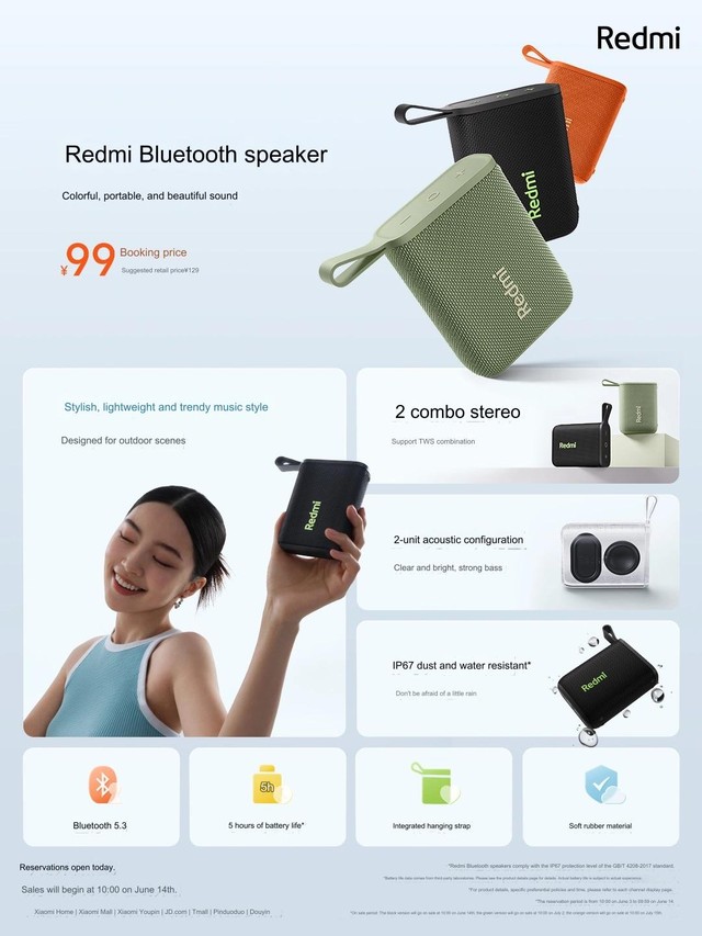 Xiaomi ra mắt loa bluetoooth Redmi: Bluetooth 5.3, kháng nước IP67, giá 347.000 đồng- Ảnh 2.