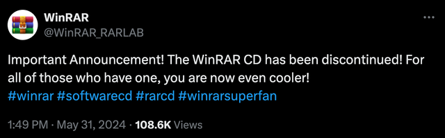 Sau 22 năm, WinRAR chính thức khai tử bộ cài bằng đĩa CD- Ảnh 1.