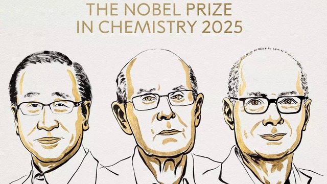 Giải Nobel Hóa học năm 2025 được công bố: Ba nhà khoa học chiến thắng vì vật liệu khung kim loại-hữu cơ tiên phong- Ảnh 1.