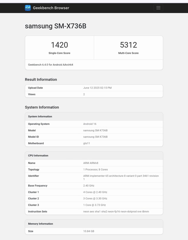 Galaxy Tab S11 Ultra lộ diện thông số cấu hình- Ảnh 1. Galaxy Tab S11 Ultra lộ diện thông số cấu hình- Ảnh 1.