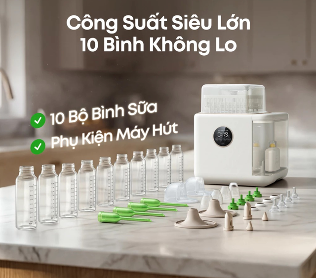 Rửa, tiệt trùng, sấy, bảo quản: Một chiếc máy "cân" gần hết chuỗi việc chăm bình sữa mỗi ngày - Ảnh 2.