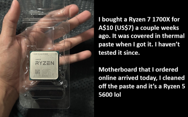 Mua CPU cũ giá 7 USD dính đầy keo, game thủ ngỡ ngàng khi vệ sinh ra "kho báu" Ryzen 5 5600 - Ảnh 1.