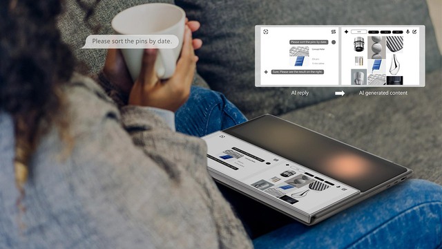 Compal AI Book: Mẫu laptop tích hợp màn hình phụ Kaleido 3 như máy đọc sách ở phần kê tay - Ảnh 1.
