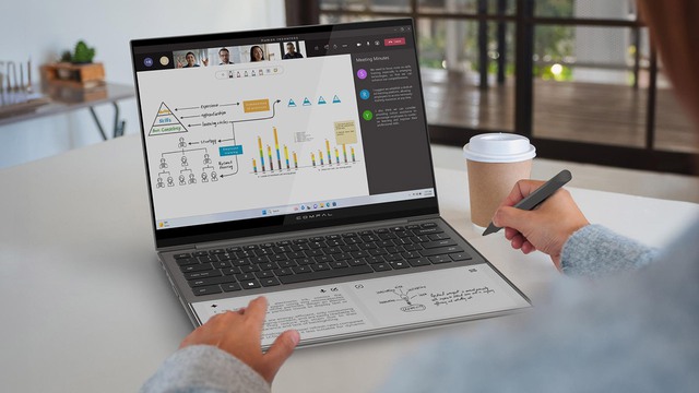 Compal AI Book: Mẫu laptop tích hợp màn hình phụ Kaleido 3 như máy đọc sách ở phần kê tay - Ảnh 3.