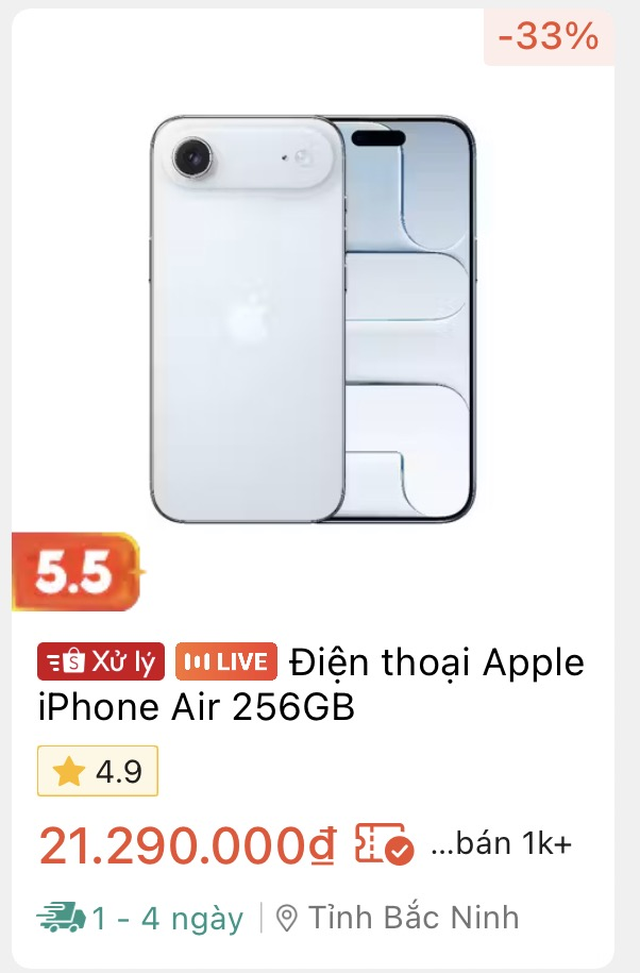 Từng có giá ngang iPhone 17 Pro, iPhone Air giờ "sập giá" còn 21 triệu đồng - Ảnh 1.