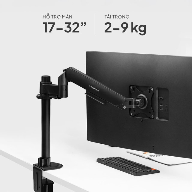 HyperWork ra mắt P1 Single: Giá đỡ 1 màn hình có cột nâng thêm 300 mm - Ảnh 3.