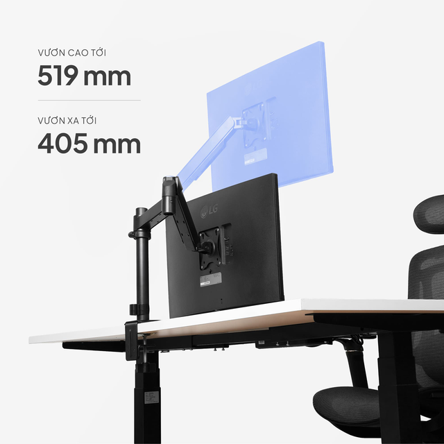 HyperWork ra mắt P1 Single: Giá đỡ 1 màn hình có cột nâng thêm 300 mm - Ảnh 2.