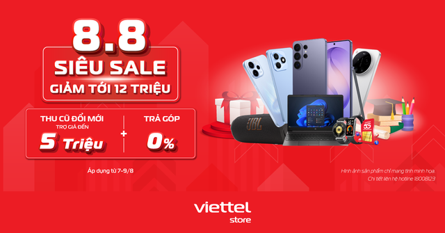 Viettel Store tung "Siêu Sale 8/8" giảm đến 12 triệu đồng khi sắm đồ công nghệ - Ảnh 1.