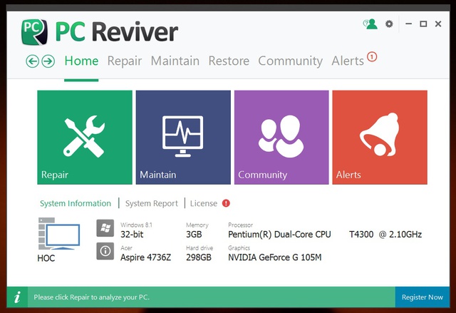 Duy trì Windows hiệu quả với PC Reviver